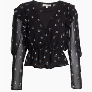 WAYF Misti Surplice Floral Blouse NWOT Size Medium